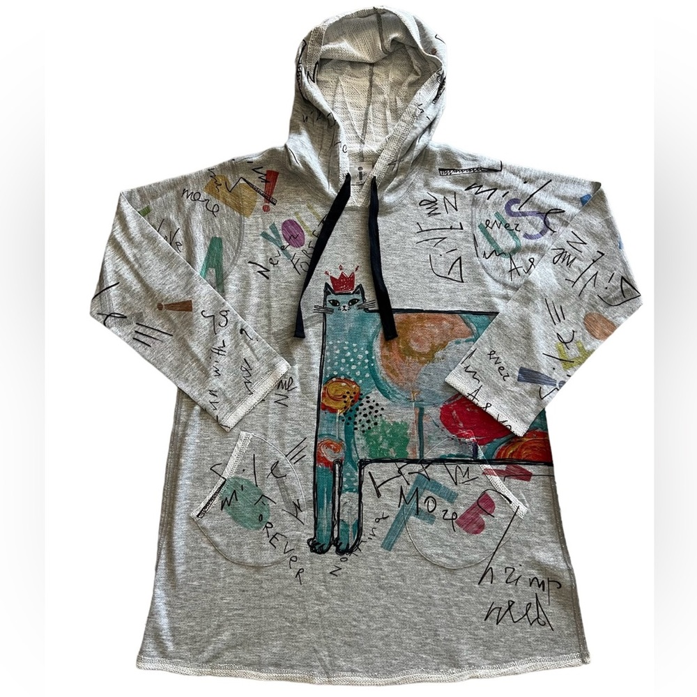 Inoah Royal Paws Abstract Art Long Sleeve Hoodie USA women’s size Large